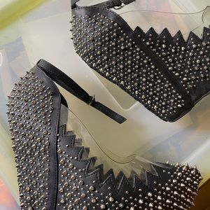 Jeffrey Campbell black Audrey Silver spike LIKENEW